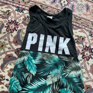 PINK tropics leaf muscle tank